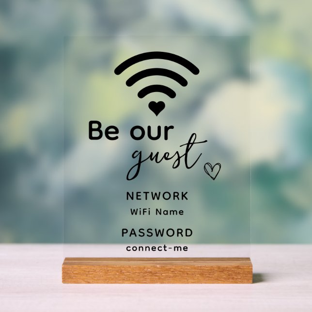 Personalised Wifi New Home Gift Guest Acrylic Sign (Neutral)