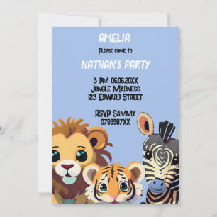 Personalised Wild Animal Birthday Party  Invitation