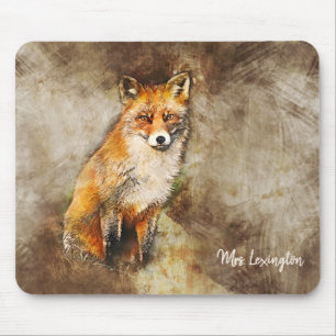 Personalised Wild Fox in Nature Art Mouse Pad