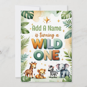 Personalised Wild One 1st Birthday Invitation Card