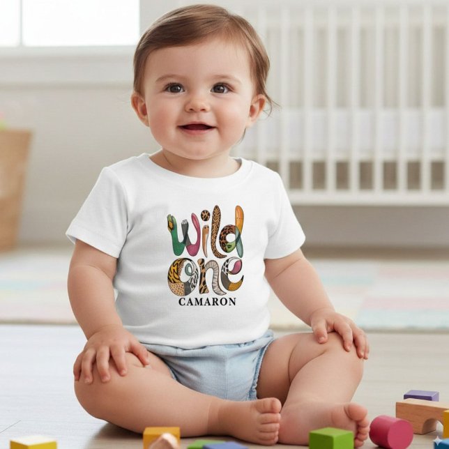   Personalised Wild One 1st Birthday Jungle Baby  Toddler T-Shirt (Creator Uploaded)