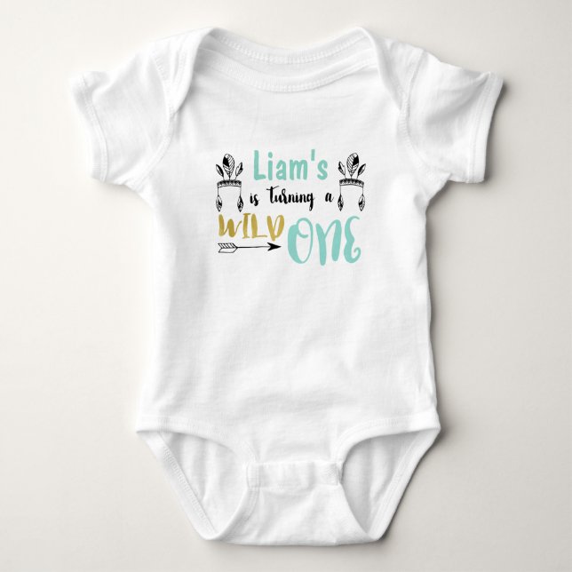 Personalised Wild One Baby Jersey Bodysuit (Front)