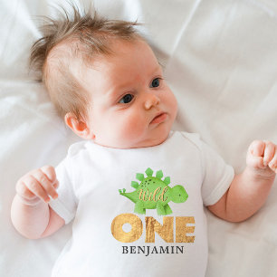 Personalised WILD ONE Dinosaur First Birthday Baby Bodysuit