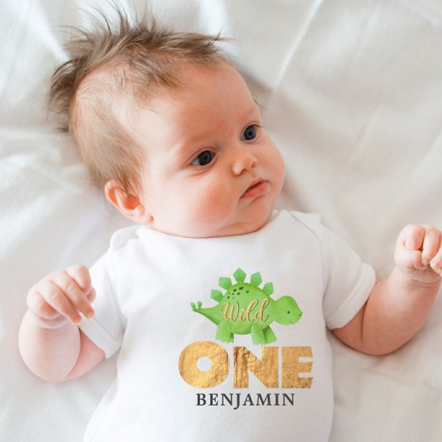Personalised WILD ONE Dinosaur First Birthday Baby Bodysuit (Creator Uploaded)