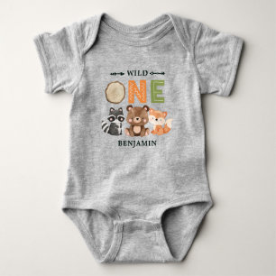 Personalised WILD ONE First Forest Birthday Baby Bodysuit