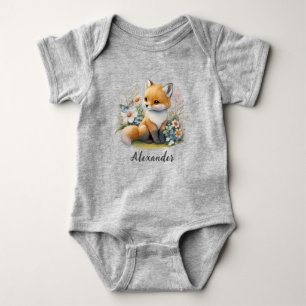 Personalised WILD ONE First Forest Fox Baby Bodysu Baby Bodysuit