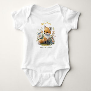 Personalised WILD ONE First Forest Fox Baby Bodysu Bodysuit
