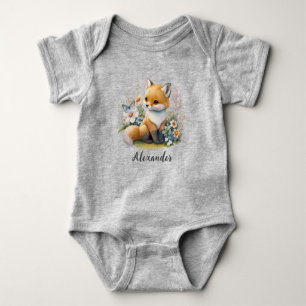 Personalised WILD ONE First Forest Fox Baby Bodysu Bodysuit