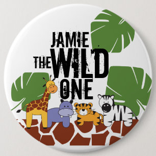 Personalised WILD ONE Safari First Birthday 6 Cm Round Badge