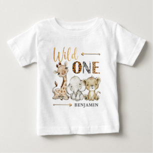 Personalised WILD ONE Safari First Birthday Baby T-Shirt