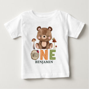 Personalised WILD ONE Woodland First Birthday Baby T-Shirt
