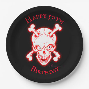 Personalised Wild Red Skull Paper Plate