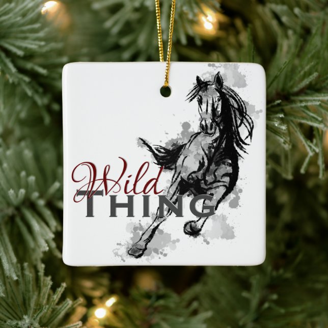 Personalised Wild Thing Galloping Horse Christmas Ceramic Ornament (Tree)