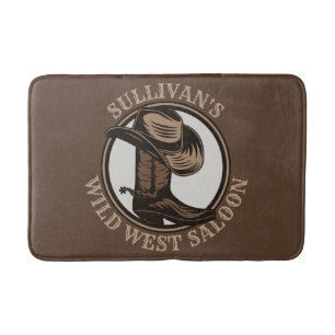 Personalised Wild West Saloon Western Cowboy Boots Bath Mat
