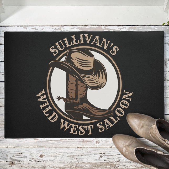 Personalised Wild West Saloon Western Cowboy Boots Doormat (Creator Uploaded)