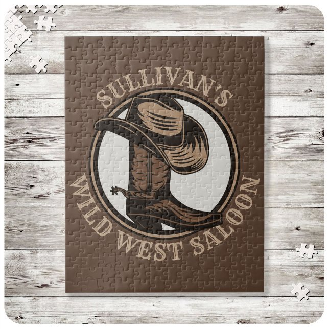 Personalised Wild West Saloon Western Cowboy Boots Jigsaw Puzzle (Creator Uploaded)
