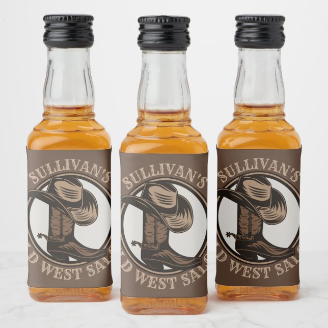 Personalised Wild West Saloon Western Cowboy Boots Liquor Bottle Label (Bottles)