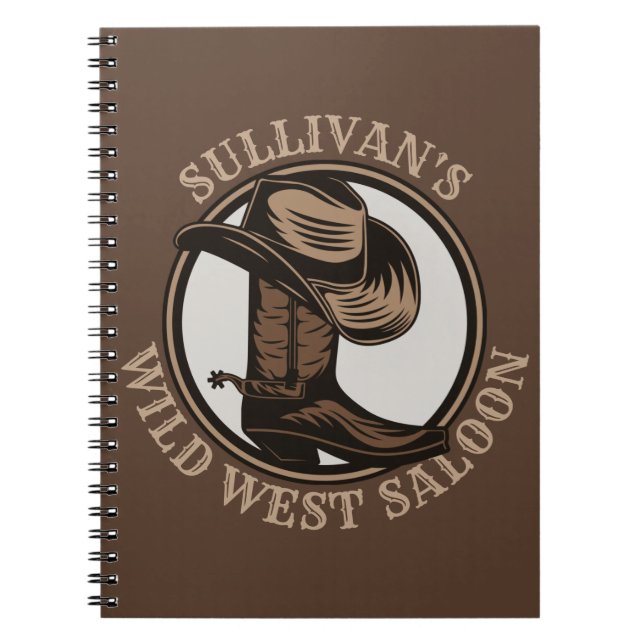Personalised Wild West Saloon Western Cowboy Boots Notebook (Front)