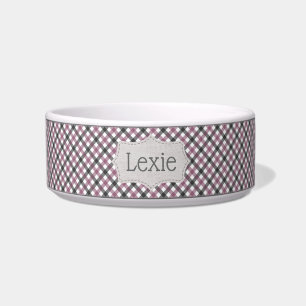 Personalised Wildberry Plaid Pet Bowl