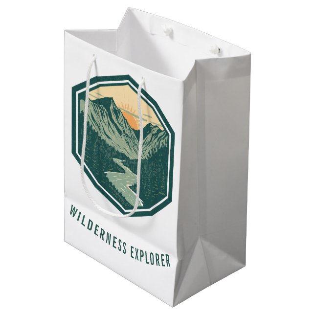 Personalised Wilderness Explorer Mountain S Medium Gift Bag (Front Angled)