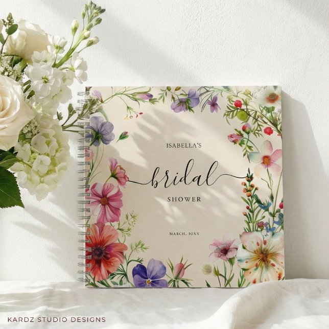 Personalised Wildflower Bridal Shower Guest Notebook (Creator Uploaded)