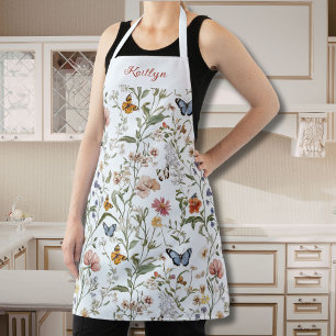 Personalised Wildflower Butterfly Floral Garden A Apron