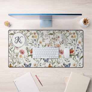 Personalised Wildflower Butterfly Floral Garden  Desk Mat