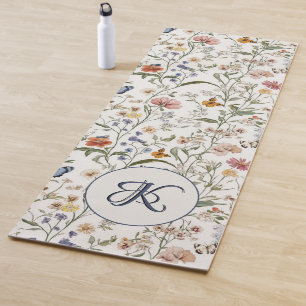Personalised Wildflower Butterfly Floral Garden  Yoga Mat