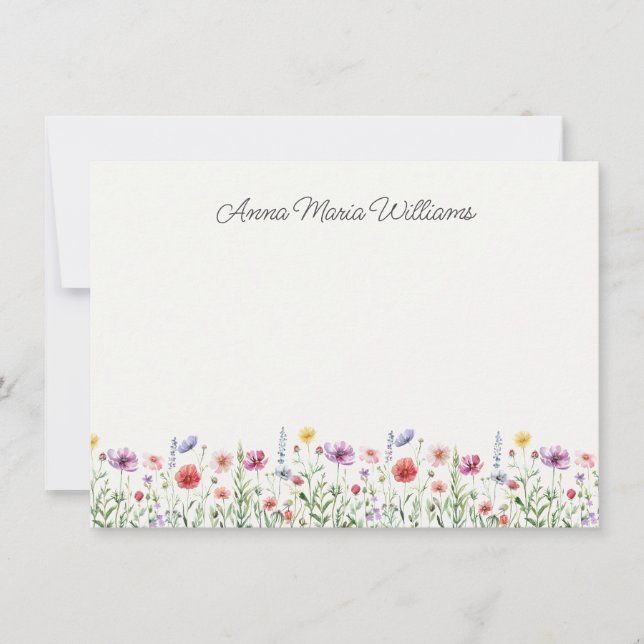 Personalised Wildflower Floral Chic Note Cards (Front)