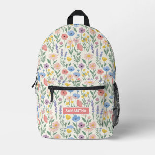 Personalised Wildflower Floral Printed Backpack