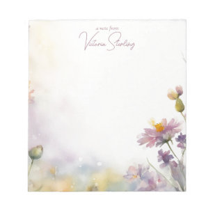 Personalised wildflower floral white pink Notepad
