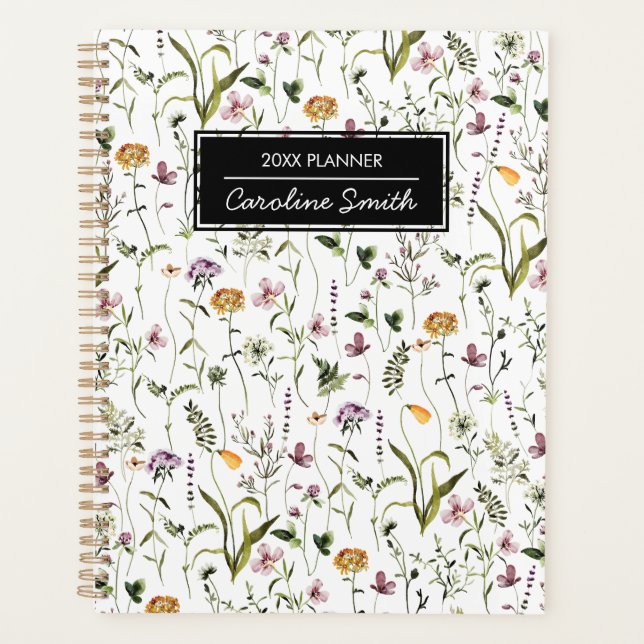 Personalised Wildflower Garden Floral Pattern Planner (Front)