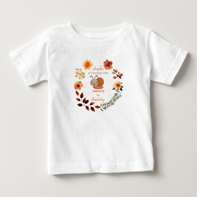 Personalised wildflower girl 1st birthday baby T-Shirt (Front)