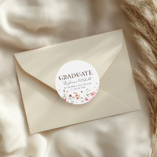 Personalised Wildflower Graduation Classic Round Sticker