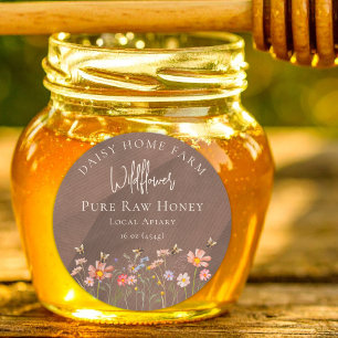 Personalised Wildflower Honey Jar Bee Apiary Brown Classic Round Sticker