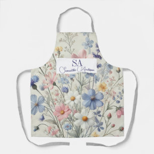 Personalised Wildflower Kitchen Apron   Initials