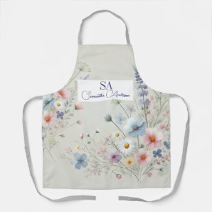 Personalised Wildflower Kitchen Apron with Initial