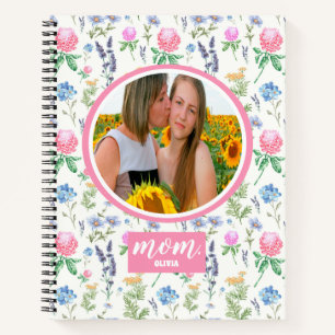 Personalised Wildflower Mum Photo Mother's Day  Notebook
