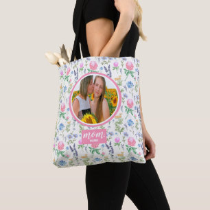Personalised Wildflower Mum Photo Mother's Day Tote Bag