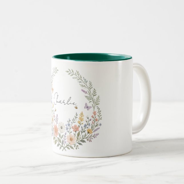 Personalised Wildflower Name Mug (Front Right)