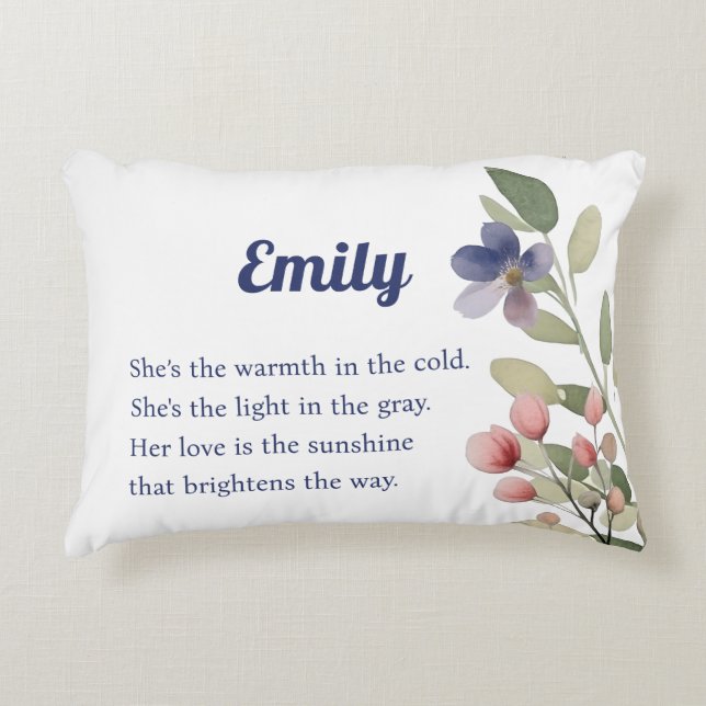 Personalised Wildflower Name Pillow - Gift for Her (Front)