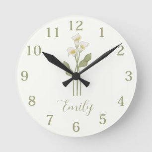 Personalised Wildflower Name Round Clock