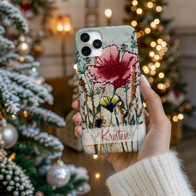 Personalised Wildflower Phone Case (Personalize Your Tech! Add a custom name to this artistic Wildflower phone case.)