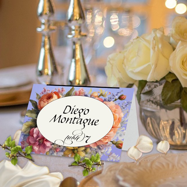 Personalised Wildflower Place Card - Sky Blue (Creator Uploaded)