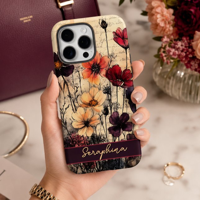Personalised Wildflower Poppies Dark Red & Purple  Case-Mate iPhone Case (Creator Uploaded)