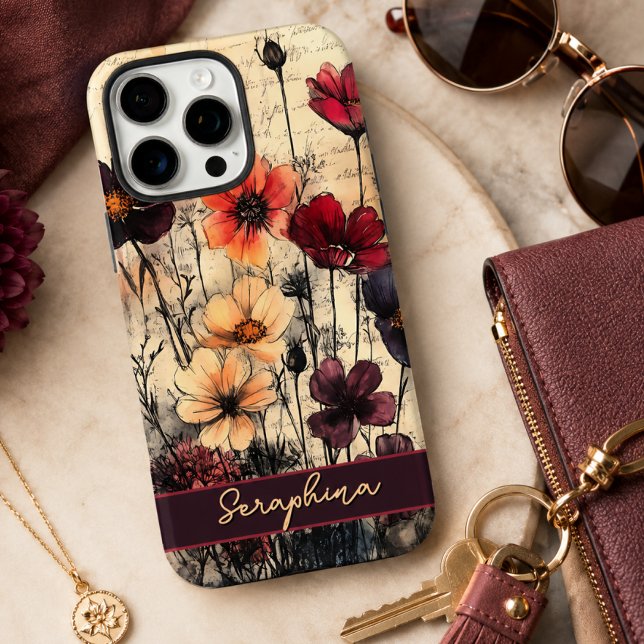 Personalised Wildflower Poppies Dark Red & Purple  Case-Mate iPhone Case (Creator Uploaded)