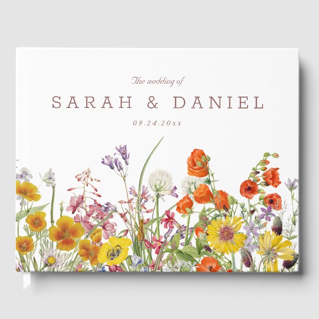 Personalised Wildflower Wedding Guest Book (Front)