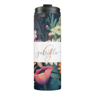 Personalised Wildflower  with Name & Monogram Thermal Tumbler