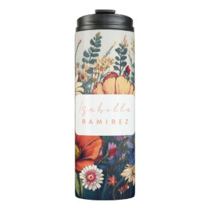 Personalised Wildflower with Name Thermal Tumbler