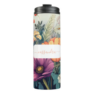 Personalised Wildflower  with Name Thermal Tumbler